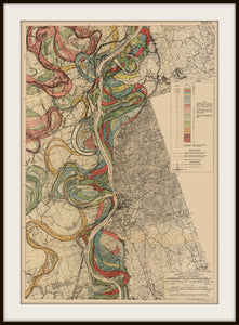 Harold Fisk Mississippi River Map Print Sheet 12 Framed