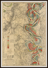 Load image into Gallery viewer, Harold Fisk Mississippi River Map Print Sheet 14 Framed In A Simple Black Frame
