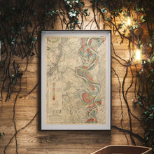 Load image into Gallery viewer, Harold Fisk Mississippi River Map Print Sheet 14 Framed In A Waiting Area
