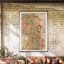 Load image into Gallery viewer, Harold Fisk Sheet 6 Mississippi River Map framed hanging in a sun room

