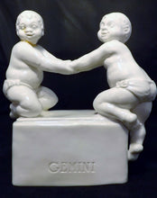 Load image into Gallery viewer, Vintage Signed Bisque Cacciapuoti Porcelain Gemini Collectible Figurine Front View

