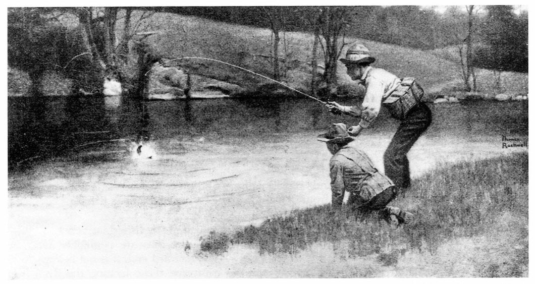 Norman Rockwell Print, Along the Trout Stream, Art Print, Fishing