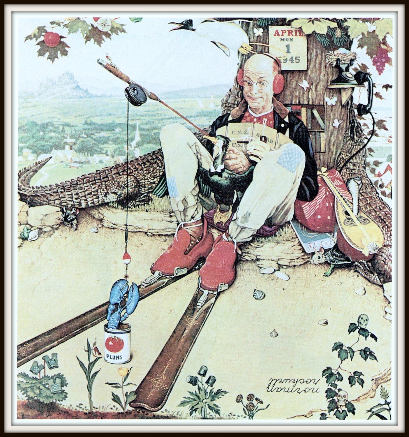 Art Print, Norman Rockwell, April Fool Fishing 1945, Gift for