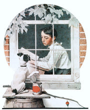 Load image into Gallery viewer, Art Print, Norman Rockwell, Fishing Print, Schoolboy Gazing Out Window, Fisherman, Fishing Gifts for Men, Americana, Fisherman Gifts, Art
