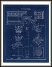 Load image into Gallery viewer, Corinthian Column Blueprint Architectural Drawing In A Simple Black Metal Frame
