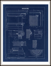 Load image into Gallery viewer, Grecian Ionic Column Parts Blueprint Architectural Drawing Art Print Framed
