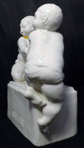 Vintage Signed Bisque Cacciapuoti Porcelain Gemini Collectible Figurine Side View