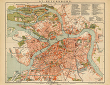 Load image into Gallery viewer, St. Petersburg Russia Vintage Map Print
