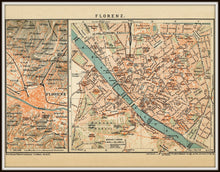 Load image into Gallery viewer, Florence Italy Vintage Map Print In A Simple Black Metal Frame
