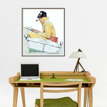 Load image into Gallery viewer, Norman Rockwell Sport Fishing Print Above A Desk
