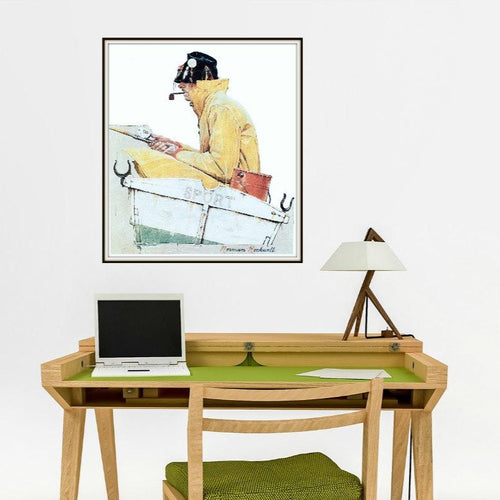 Norman Rockwell Sport Fishing Print Above A Desk