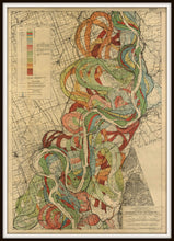 Load image into Gallery viewer, Harold Fisk Mississippi River Map Sheet 2 In A Simple Black Frame
